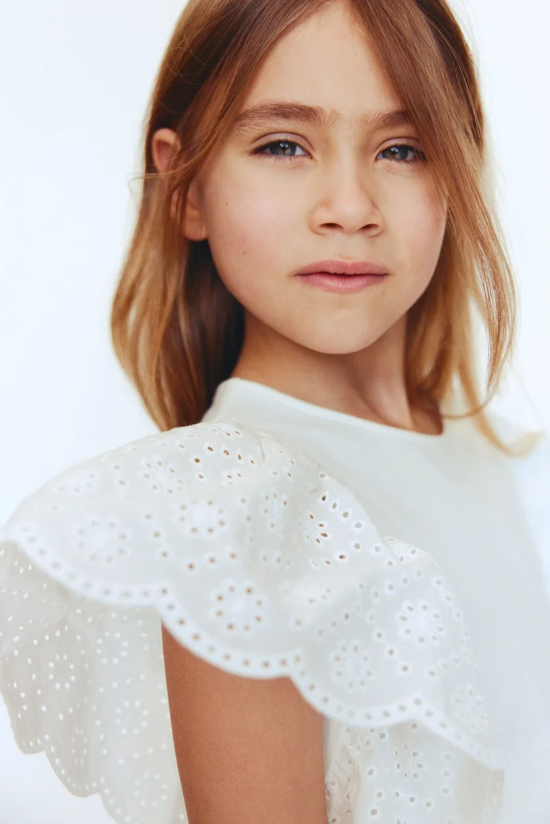 H&M Flutter-sleeved broderie anglaise top